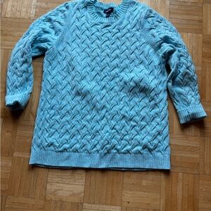 Lands' End 1X Turquoise Cable Knit Sweater